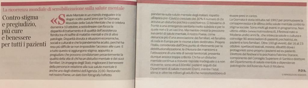 Contro Stigma e pregiudizio più cure e benessere per tutti i pazienti – Corriere della sera – Buone notizie