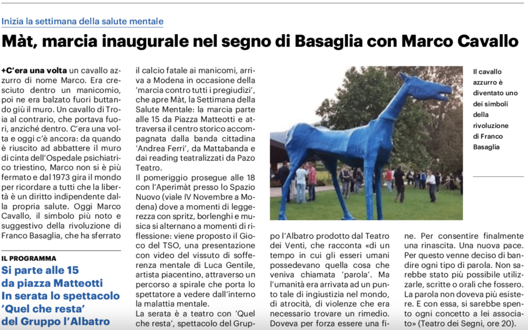 Màt, marcia inaugurale nel segno di Basaglia con Marco Cavallo